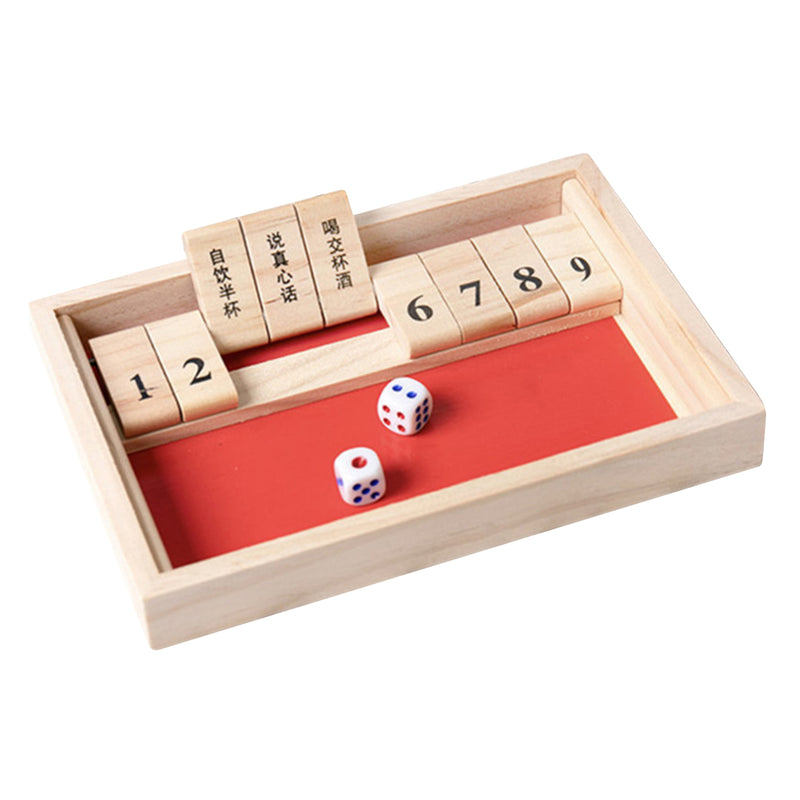 1-2 Player Board Game 9 Numbers Wood Shut the Box With Dice Set Fun Table Game