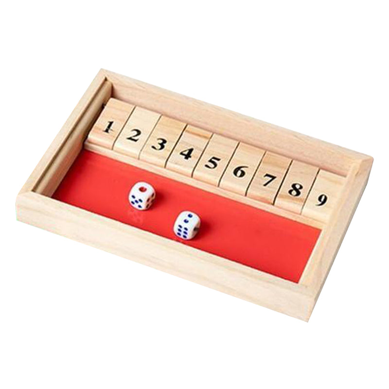 1-2 Player Board Game 9 Numbers Wood Shut the Box With Dice Set Fun Table Game