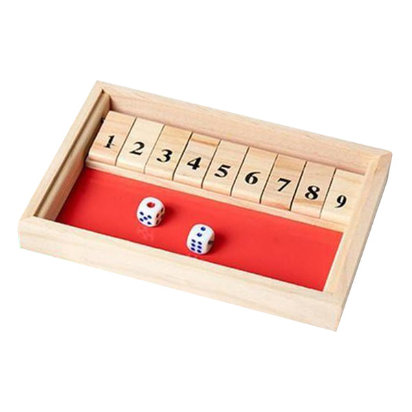 1-2 Player Board Game 9 Numbers Wood Shut the Box With Dice Set Fun Table Game