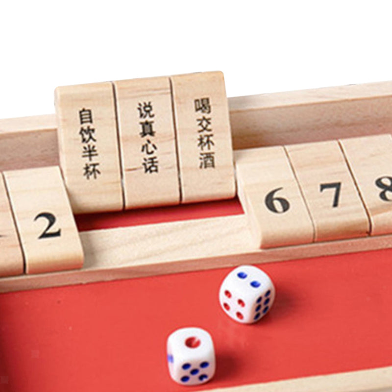 1-2 Player Board Game 9 Numbers Wood Shut the Box With Dice Set Fun Table Game