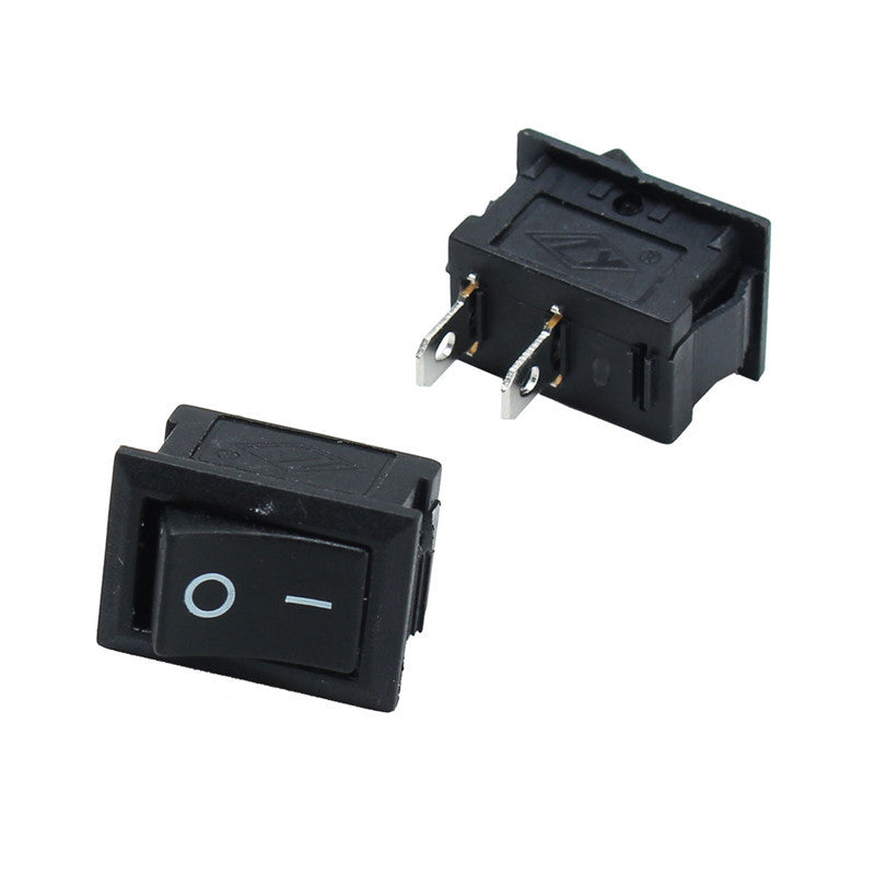 5pcs Black Push Button Mini Switch 6A-10A 110V 250V KCD1-101 2Pin Snap-in On/Off Rocker Switch