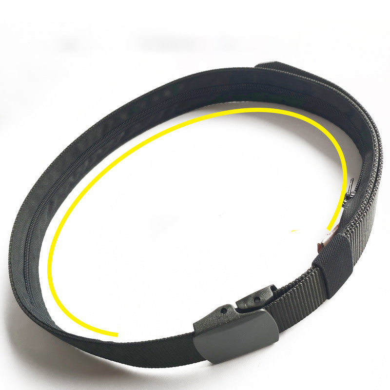 KALOAD 120cm Canvas Tactical Belt Zipper Bag Wallet Leisure Waist Belt