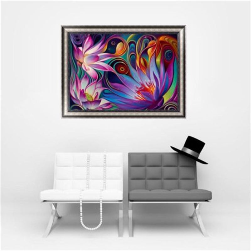 5D Diamond Painting Modern Lotus Art DIY Embroidery Cross Craft Home Decorations Diamond Paintings Tool