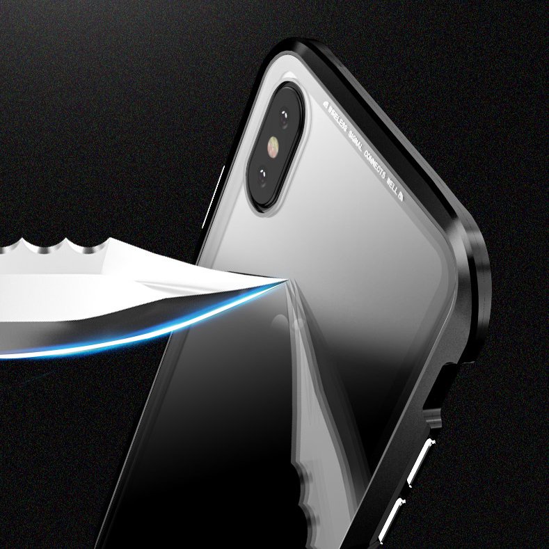 Luphie Magnetic Adsorption Metal+Tempered Glass Protective Case For iPhone X Clear Scratch Resistant