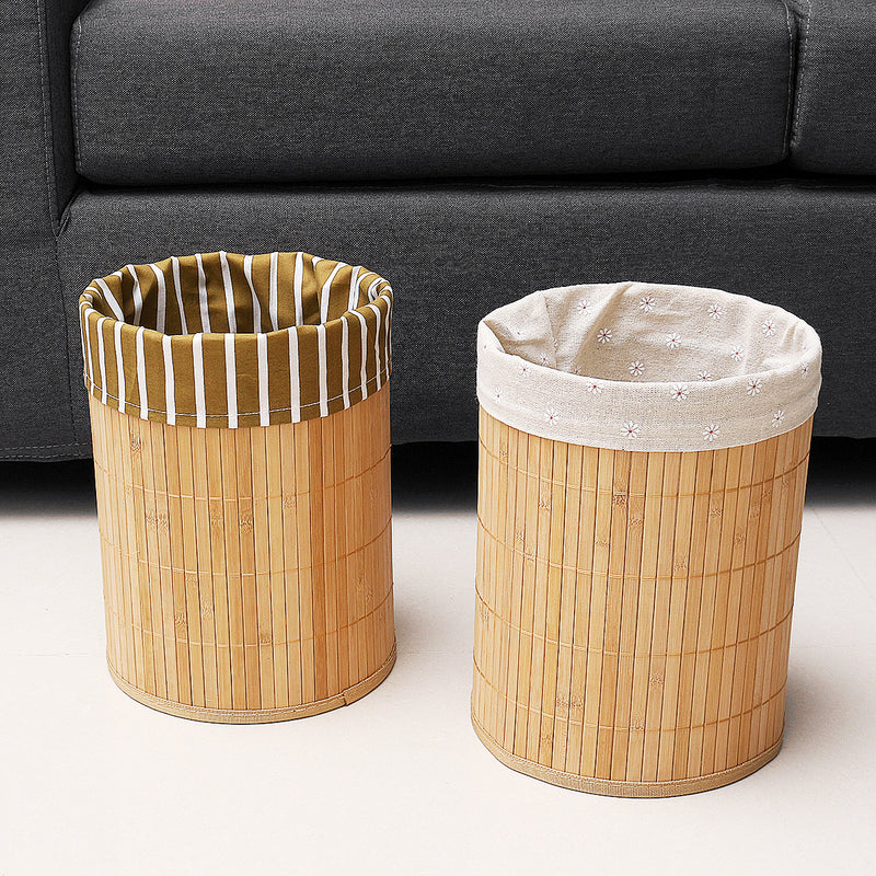 Bamboo Trash Can Foldable Wastebasket Garbage Can Waste Bins for Office Study Bathroom Living Room