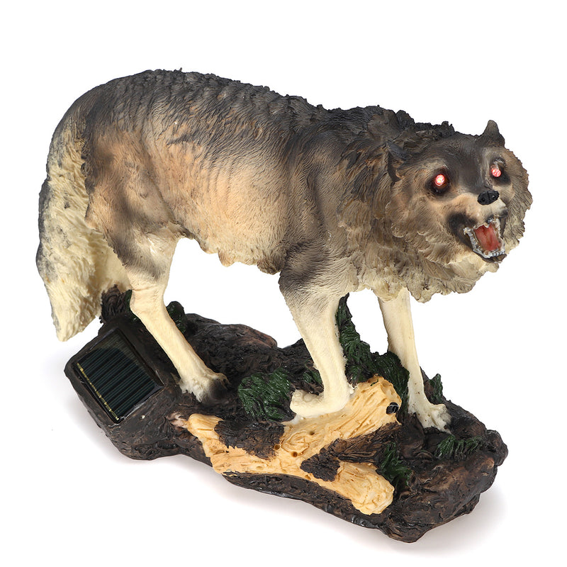 Solar Red Eyes Howling Wolf & Sensor Light Garden Ornament Office Decorations