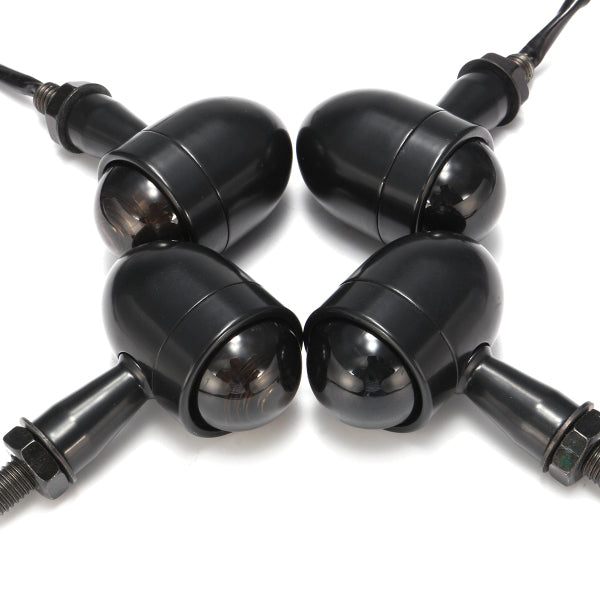 4x Mini Turn Signal Blinker Lights Bulbs & Bracket For Harley Cafe Racer Bobber Chopper