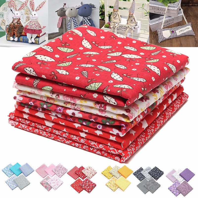 5PCS/Set 19.7'' Series Fabric Cotton Bundles Fat Quarters Polycotton Material Florals Gingham Spots Non Woven Fabric