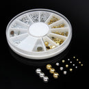 6 Sizes Silver Gold Metal Round Studs Nail Art Decoration Wheel