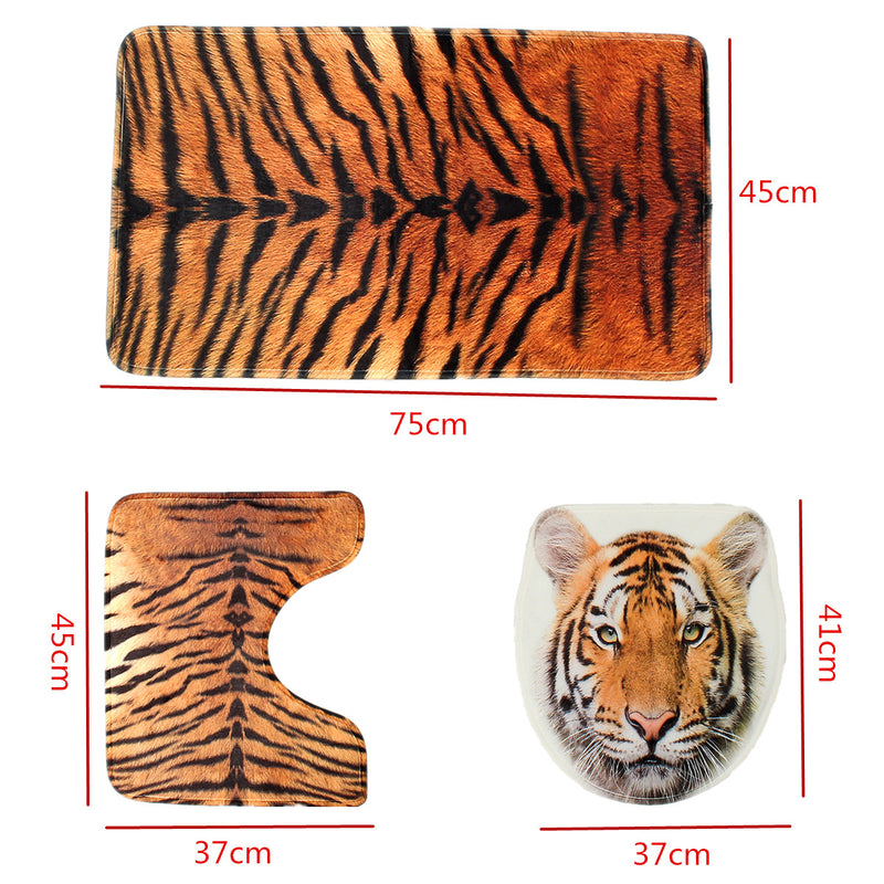 3PCS Toilet Rug Contour Carpet Non Slip Floor Mat Lid Toilet Cover Sets For Bathroom Kitchen