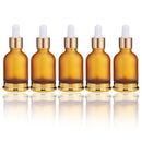 5PCS 20/30/50ML Empty Dropper Bottle Portable Amber Essential Oil Glass Perfume Massage Pipette Bottles Refillable Bottles