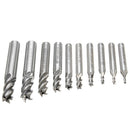 10pcs 2-10mm 4 Flute Milling Cutter HSS-Al  End Mill Cutter CNC Tool