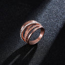 Hollow Out Interlaced Line Stylish Engagement Ring Rose Gold Plated Women Jewelry