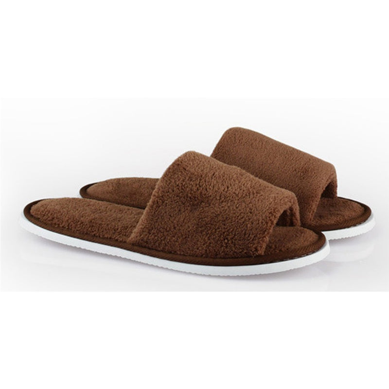 Men Women Coral Velvet Open Toe Hotel Home Spa Slippers Travel Shoes Thick 7mm