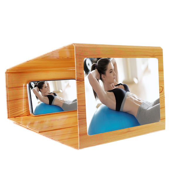 12" Wood Foldable 3D Phone Screen Magnifier Movie Video Phone Amplifier for Smart Phone for iPhone for Samsung Xiaomi