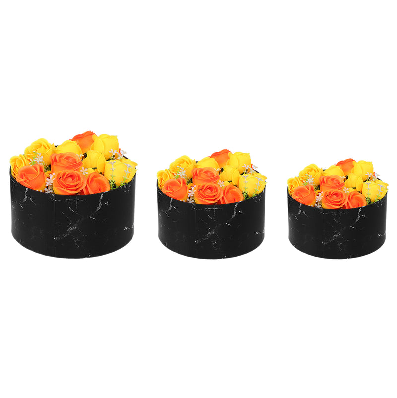 3Pcs Florist Hat Boxes Mini Artificial Dried Flower Bouquet Plant Box Decorations Gift Round
