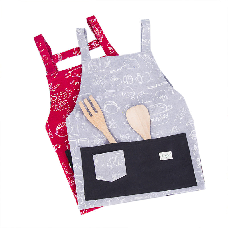 Cute Personality Cotton Canvas Adjustable Sleeveless Work Aprons Anti-falling Apron With 2 Pockets