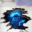 Miico Creative 3D Deep Sea Dolphin Removable Home Room Decorative Wall Floor Decor Sticker
