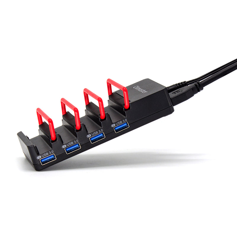 OImaster HY-HB8527U3-B 4 Ports Adapter USB3.0 5Gbps with Phone Holder Connector USB Hub for PC Laptop