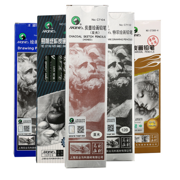 Marie's 12PCS Sketch Pencil Set Painting Art Pencil 2B 4B HB 14B Neutral Hard Soft Charcoal Drawing Pencils c7401 C7350 C7300 C7104 C7103