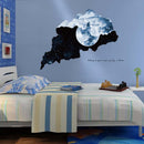 Miico Creative 3D Moon Tear Pattern PVC Removable Home Room Decorative Wall Door Decor Sticker
