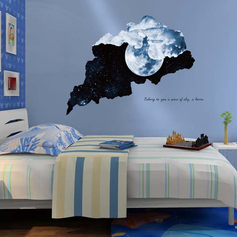 Miico Creative 3D Moon Tear Pattern PVC Removable Home Room Decorative Wall Door Decor Sticker