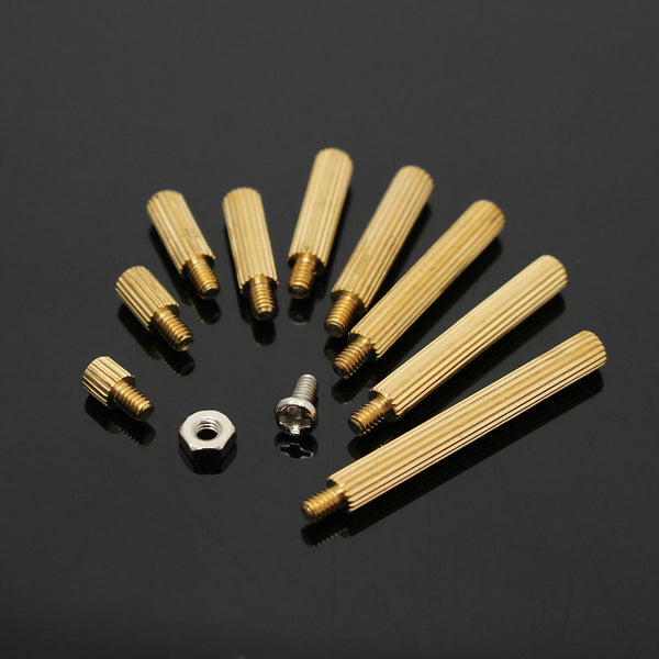 Suleve M2BT1 270Pcs M2 Male Female Knurled Brass Round Thread Column Standoff Spacer Pillar PCB Board Assortment