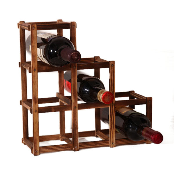 Wooden Red Wine Holder Rack 6 Bottle Wine Rack Mount Kitchen Glass Drinks Holder Storage Organizer