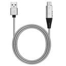 2 In 1 Type C 2.4A Braided Aluminum Alloy Charger Audio Data Cable for Smartphone Tablet 1M