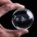 6cm Engraved Solar System Ball 3D Miniature Planets Model Crystal Ball Decorations + Stand