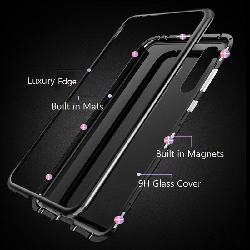 For Xiaomi Redmi Note 8T Case Bakeey Magnetic Adsorption Metal Tempered Glass Flip Protective Case