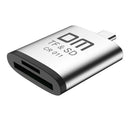 DM CR011 Zinc Alloy Type-C SD TF Card Reader for Laptops Tablets Phones