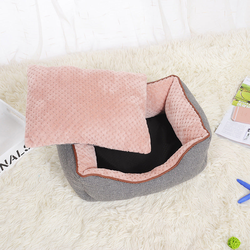 Cotton Linen Corn Kernels Pet Dog Cat Bed for Small Medium Pet Bed