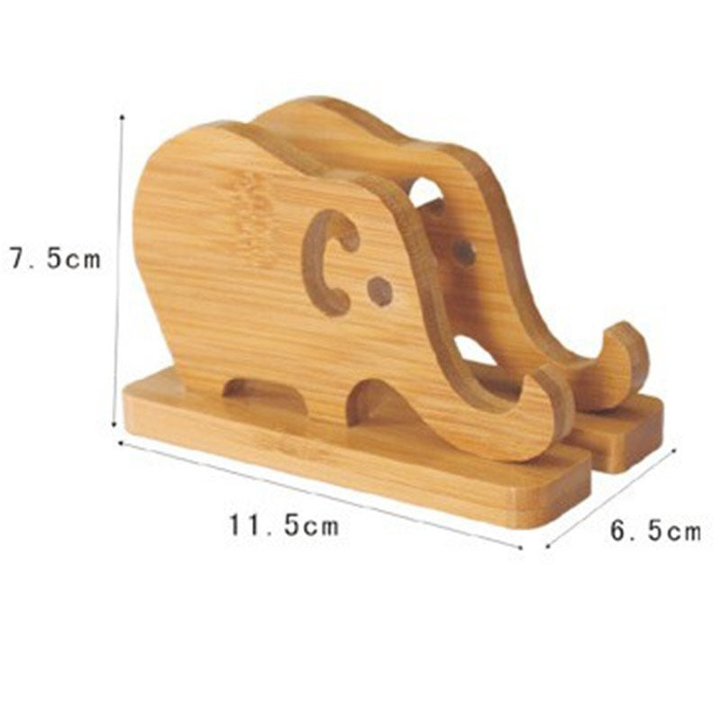 Portable Detachable Natural Bamboo Elephant Phone Holder Bracket for Smart Phone iPhone 11 Samsung Galaxy Note 10