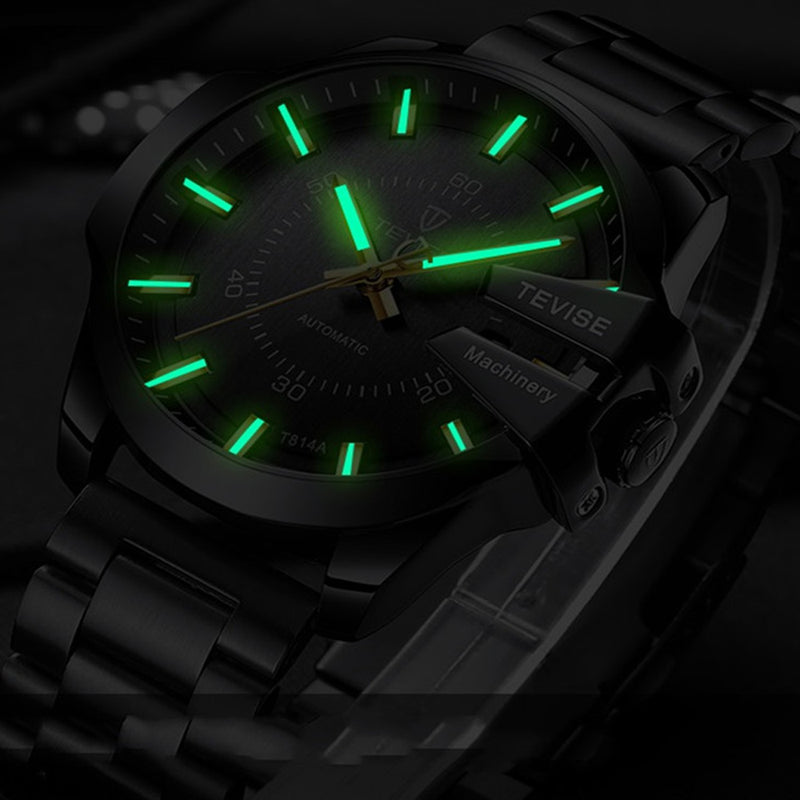 TEVISE T814 Luminous Display Business Style Men Watch Full Steel Automatic Mechanical Watch