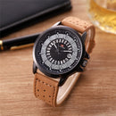 VAVAVOOM Creative Dial Calendar Display Waterproof Leather Men Wristwatch Quartz Watch