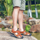 Men's Genuine Leather Roman Sandals Soft Sole Cut-out Moccasins Outdoor Beach Sneakers Casual