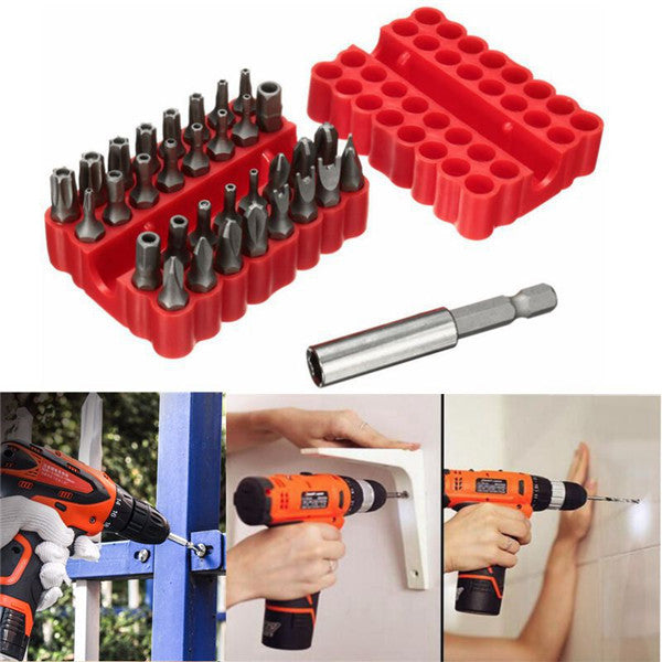 33pcs Screwdriver Bit Set Torx Spanner Star Hex Holder Rod Screwdriver Tool