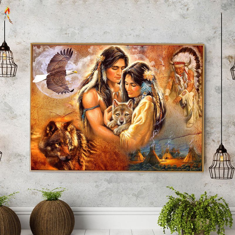 Aboriginal Indian Wolf Hawk 5D Diamond Paintings Embroidery Cross Stitch Home