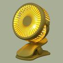 USB Charging Mini Electric Clip Table Fan 720 Degree Rotating 3 Gear Speeds Silent Cooling Fan with LED Night Light