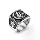 Personality Domineering Retro Masonic Titanium Steel Index Finger Ring