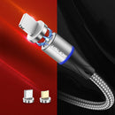 USLION 3A LED 360 Degree Rotate QC3.0 Magnetic Fast Charging Type-C Micro USB Data Cable 1M for Samsung S10+ S9 Xiaomi 9T Redmi Note8 HUAWEI P30Pro