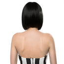 Fashion Natural Real Human Hair Black Full Head Wig Short Straight Flapper Bob Style Wig with Neat Bangs 33cm