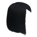 Fashion Natural Real Human Hair Black Full Head Wig Short Straight Flapper Bob Style Wig with Neat Bangs 33cm
