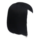 Fashion Natural Real Human Hair Black Full Head Wig Short Straight Flapper Bob Style Wig with Neat Bangs 33cm