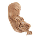 Fashion 48cm/19inch Women Wave Curly Side Bangs Fringe Human Hair Blonde Wigs + Net Cap