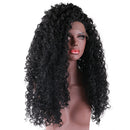 Women's Long Afro Kinky Curly Lace Front Wigs Thick Density Synthetic Hair Heat Resistant Full Head Wig Black 26inch