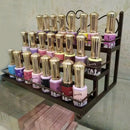 Home Shop Use Women Perfume Lipsticks Nail Polish Storage 3 Tiers Metal Nail Polish Display Wall Rack Organizer Holds 24 Bottles Brown