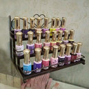 Home Shop Use Women Perfume Lipsticks Nail Polish Storage 3 Tiers Metal Nail Polish Display Wall Rack Organizer Holds 24 Bottles Brown