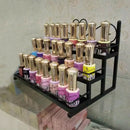 Home Shop Use Women Perfume Lipsticks Nail Polish Storage 3 Tiers Metal Nail Polish Display Wall Rack Organizer Holds 24 Bottles Black